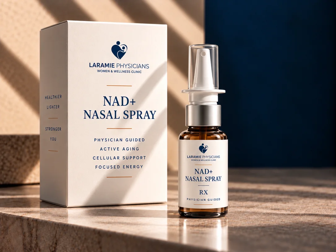 LPWWC-branded NAD+ Nasal Spray box and spray bottle