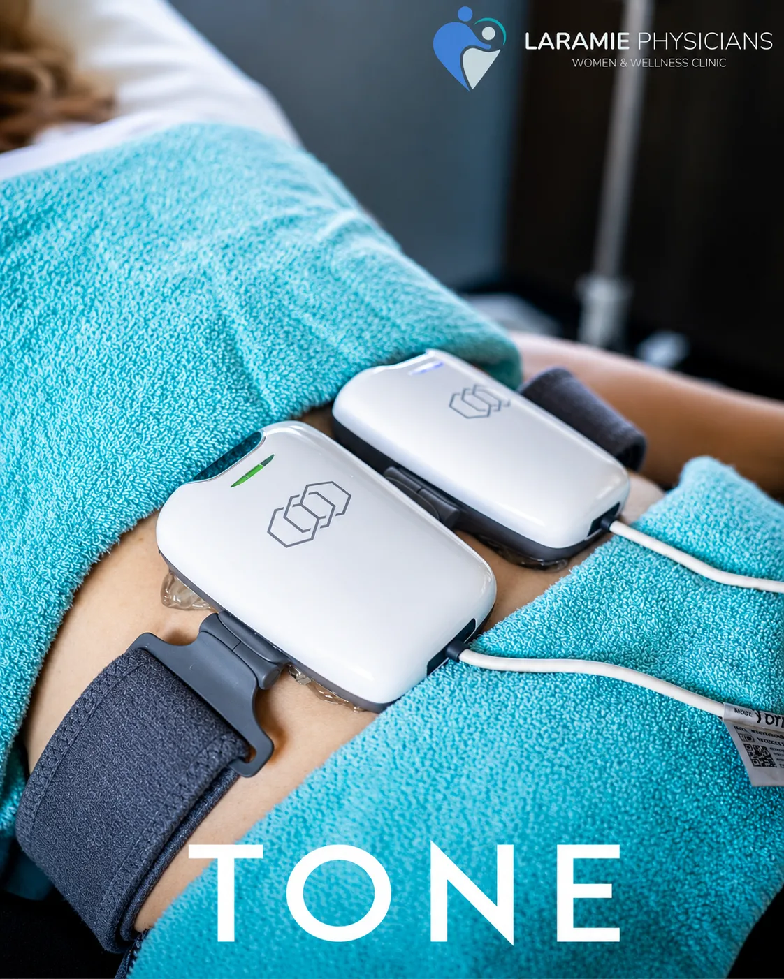 InMode Tone applicators positioned for a muscle toning session